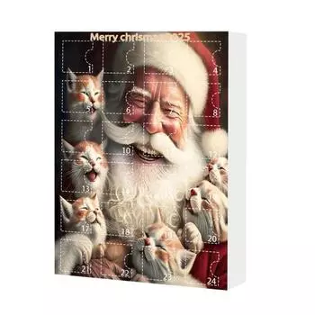 Yousheng Кошачий Адвент-календарь 24 дня Рождественский Кошачий Календарь Обратного Отсчета с 24 шт. 2D Акриловыми Подвесными Подвесками в виде Кошек для Любителей Кошек A