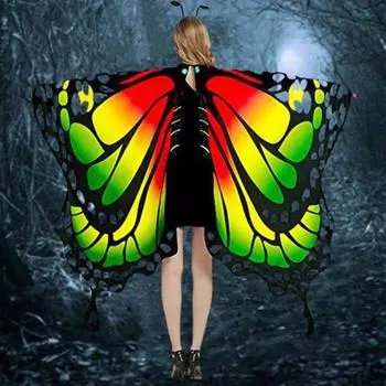 Yousheng Косплей Плащ-бабочка с козырьком и повязкой на голову Красочные большие крылья Сценическое шоу Танец живота Костюм для выступлений Одежда на Хэллоуин Adult