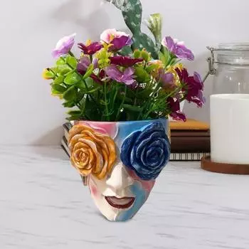 Yousheng красочный горшок для лица, расписанный вручную, цветочный горшок с головой, центральный элемент для внутреннего стола, абстрактный цветочный горшок для спальни, гостиной, подоконника
