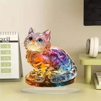 Yousheng красочный котенок орнамент 2D акриловый кот орнамент настольный стоячий декор знак животное декор для домашнего офиса стол камин C