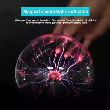 Yousheng Красочный плазменный шар Plug-Play Статическое электричество Интерактивный магический шар Новинка Лампа Украшение для вечеринки 8Inch EU