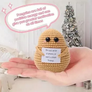 Yousheng крючком кукла-картошка с позитивной открыткой, эмоциональная поддержка, мини-вязаная шапка-картошка, украшение для домашнего офиса, рабочего стола, орнамент A