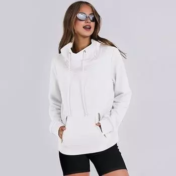 Yousheng Lady Dall Winter Hoodie с капюшоном, карманами на молнии, эластичными манжетами, однотонным шнурком, длинными рукавами, пуловер с капюшоном, спортивный топ для фитнеса XL абрикосовый