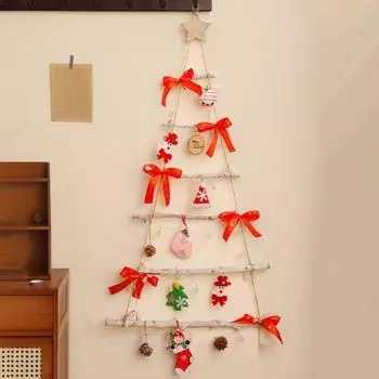Светодиодное рождественское настенное украшение Yousheng, рождественская елка, подвесная с маленькими подвесками, светящиеся рождественские елочные подвесные украшения для домашнего декора, для внутреннего и наружного использования красный