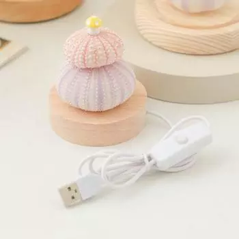 Светодиодный ночник Yousheng, уникальная форма, мягкое освещение, питание от батареек, своими руками, море??Ночная лампа из ракушки ежа, украшение для рабочего стола в спальне A Sets