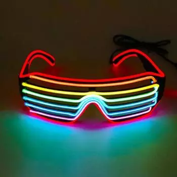 Yousheng LED Shutter Neon Rave Glasses Lighting Flashing DJ Sunglasses Glowing EL Wire Glasses для вечеринок, баров, ночных клубов, концертов синий