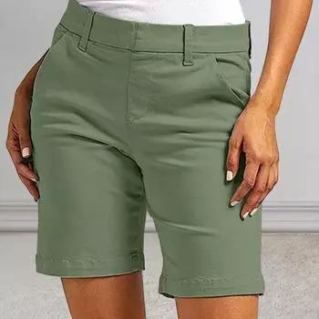 Yousheng летние женские шорты облегающие прямые брюки длиной до колена спортивные однотонные карманы с высокой талией повседневные шорты для повседневной носки XXL кирпич красный