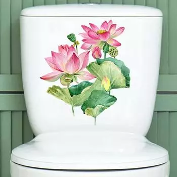 Yousheng летняя наклейка на унитаз с цветком лотоса, съемная самоклеящаяся водостойкая ПВХ гостиная, ванная комната, настенное искусство, украшение для крышки унитаза с цветочным принтом Little Flower