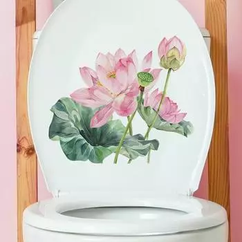 Yousheng летняя наклейка на унитаз с цветком лотоса, съемная самоклеящаяся водостойкая ПВХ гостиная, ванная комната, настенное искусство, украшение для крышки унитаза с цветочным принтом A
