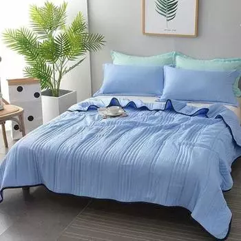 Yousheng Лето Кондиционер Одеяло Сплошной Цвет Машинная Стирка 2 Человека Прямоугольник Легкий Ночной Пот Охлаждающее Одеяло Спальное Одеяло XL серый