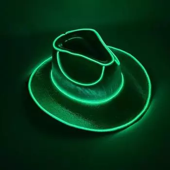 Yousheng Light Up Cowgirl Hat Беспроводная неоновая светодиодная ковбойская кепка в стиле вестерн, светящаяся мигающая световая барная шляпа для вечеринки на Хэллоуин белый/чёрный
