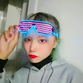 Yousheng Light Up Neon Rave Очки со светящимися затворами Очки El Wire LED Солнцезащитные очки Светящиеся костюмы диджея для вечеринок в стиле 80-х Музыкальный фестиваль C