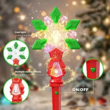 Yousheng Light Up Snowflake Wand для детей Волшебная палочка со звуком Светильник Звуки Товары для вечеринок на Хэллоуин Рождественские праздники красный