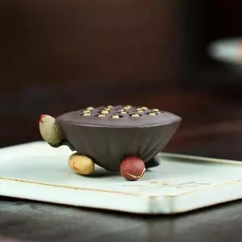 Yousheng Lotus Tea Pet Feng Shui Фигурка меняющая цвет фиолетовая глиняная статуэтка Tea Pet Скульптуры для украшения стола для обеденного стола гостиной офиса зелёный