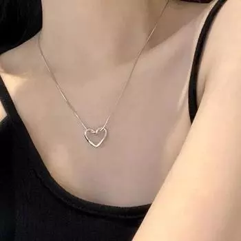 Yousheng Love Heart Chain Ожерелье Hollow Heart Thin Snake Couture Choker Женские модные украшения для повседневной носки на работу и свидание серебряный