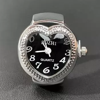 Yousheng Love Heart Dial Ring Watch Эластичный ремешок из нержавеющей стали Мужчины Женщины Пара Часы Кольцо на палец Подарок на день рождения Модные аксессуары