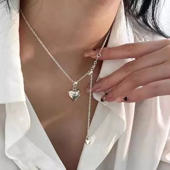 Yousheng Love Heart Ожерелье Сердце Подвеска Регулируемая Цепочка Ожерелье Женщин Модные Украшения Для Повседневного Ношения Свидания Вечеринка Аксессуар серебряный