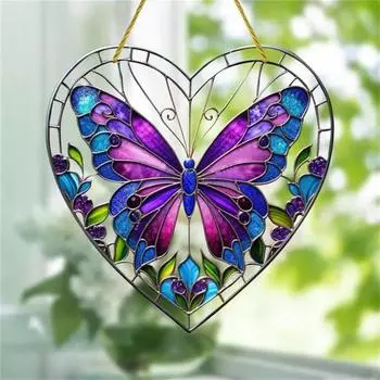Yousheng Love Heart Sun Catcher, окрашенный акриловый оконный подвесной орнамент в форме сердца, ловец солнца для балкона, крыльца, двора 8 cm D