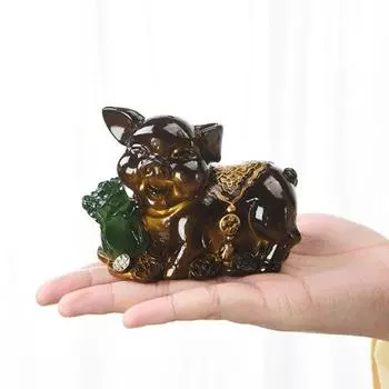 Yousheng Lucky Pig Tea Pet Смола Статуэтка, меняющая цвет для чайной церемонии, забавный чайный сервиз, украшения, поделки для полок, столов, гостиных L красный