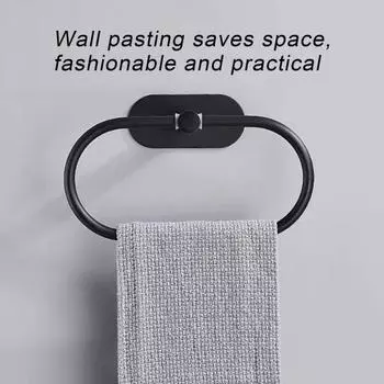 Yousheng Luxury Towel Ring Wall-Mounted Storage Hook Sturdy Easy to Clean Simple Installation Hand Towel Holder Ring Bathroom Decor Ellipse чёрный