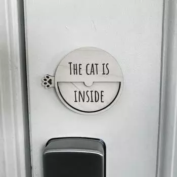 Магнитный знак-напоминание о питомце Yousheng «Кот внутри», деревянный знак, переключаемый, для входной двери в домашний офис, поворотный стол, украшение, подарок любителю кошек белый