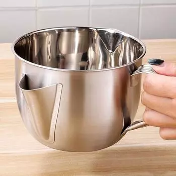 Yousheng Масложироотделитель с ручкой Многофункциональный 304 нержавеющая сталь двухсторонний выпускной масляный фильтр Чаша кухонный гаджет серебряный