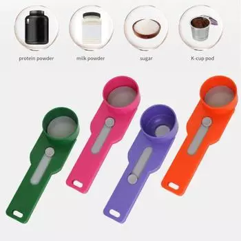 Yousheng Measuring Scoop with Funnel Multipurpose Spill-proof Kitchen Scoop Baking Slider Scoop for Cooking Precise Ingredient Transfer Filling розовый