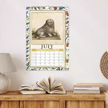 Yousheng Medieval Freaks настенный календарь 2025 средневековый странный календарь животных 12 месяцев средневековый календарь животных для домашнего офиса декор белый