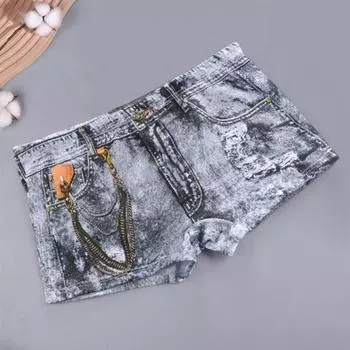 Yousheng Men Boxer Underwear Mid-rise Imitation 3D Print Jeans Print Shorts Briefs Elastic Wraps U-Convex Panties XL