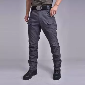 Yousheng Men Cargo Pants with Multi Pockets Straight Leg Outdoor Training Trousers Mid Waist Button Zipper Closure Loose Travel School Trousers M хаки