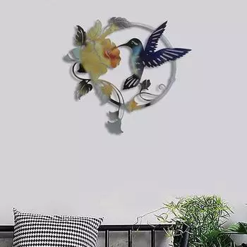 Yousheng Metal Bird Wall Art Decor Hummingbird Flower Silhouette для внутреннего и наружного сада, гостиной, спальни, патио, уникальная идея, подарок красный