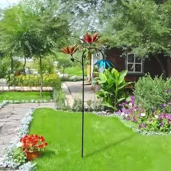 Yousheng Metal Wind Spinner Красочные цветы Wind Spinner и бабочки Wind Sculpture Легко устанавливаемая ветряная мельница для украшения сада на открытом воздухе 130 cm