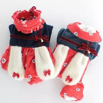 Yousheng Милая одежда для собак с большими ушами, 4-ножная, утолщенная, теплая, на пуговицах, удобная для ношения, одежда для плюшевых собак, одежда для пар S 2
