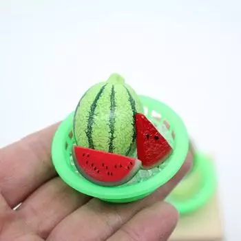 Yousheng Mini Chilled Watermelon Set Миниатюрная ваза с кубиками льда Cantaloupe Миниатюрные кусочки дыни для декора мини-дома в масштабе 1/12 Детская ролевая игра Watermelon