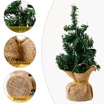 Yousheng Mini Christmas Tree Настольное украшение Искусственные елочные украшения с льняной основой для домашнего офиса Вечеринки Праздничный декор L