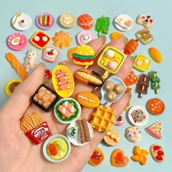 Yousheng Мини-еда, напитки, украшения, смоляные миниатюрные игрушки-еда, реалистичная имитация еды, напитки для кукольного домика, кухонные принадлежности, поделки своими руками 40pcs