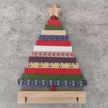 Yousheng Мини Рождественская елка Деревянный блок Рождественская елка Настольный декор Деревенские зимние праздничные украшения в форме дерева для домашнего декора вечеринки A