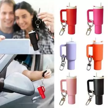 Yousheng Mini Tumbler Keychain Compact Design Detachable Mini Water Cup Keychain Lipstick Holder Keyring Bag Keys Wallet Accessory розовый