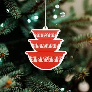 Yousheng Miniature Stacking Bowl Ornament Flat Acrylic Christmas Tree Hanging Ornament Vintage Stacked Bowls Shaped Decoration Gift for Cooking Lovers A