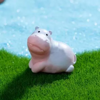 Yousheng Миниатюрная фигурка бегемота, мини-мультяшный бегемот, украшение своими руками, микропейзаж, сказочный сад, животное, смоляная статуэтка, украшение F