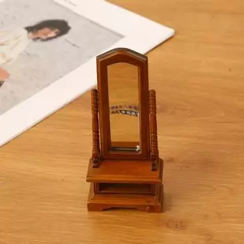 Yousheng Миниатюрное зеркало в полный рост для кукольного домика, зеркало с ящиком, винтажное мини-зеркало для туалета на 1 человека:Декор спальни кукольного домика в масштабе 12