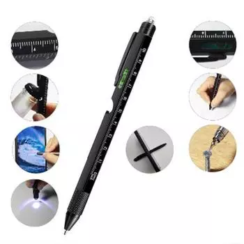 Yousheng многоцелевой инструмент ручка для мужчин светодиодная подсветка отвертка линейка стилус уровень открывалка для бутылок гаджеты 9-в-1 многофункциональный инструмент ручка чёрный