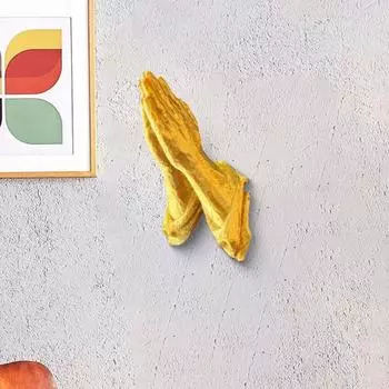 Yousheng Молитвенная ладонь, настенное крепление, художественная статуэтка из смолы для домашнего декора, декоративная скульптура «Молящиеся руки» для дома, гостиной, спальни, стены белый