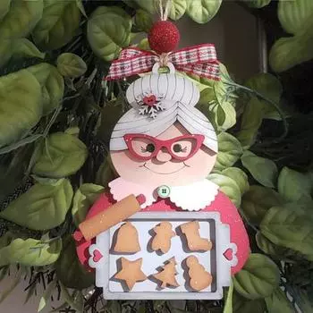 Подвеска Yousheng Mrs Claus, деревянная рождественская елка, подвесное украшение, многоразовая выпечка, рождественская бабушка, праздничный декор для домашней рождественской вечеринки красный