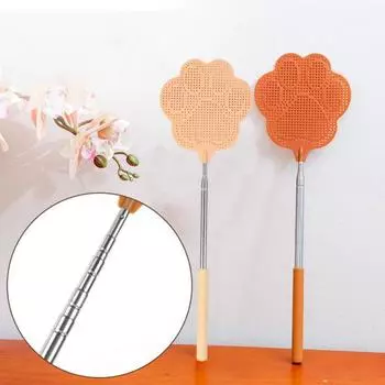 Yousheng Мухобойка Выдвижная длинная ручка в форме ладони Сверхмощная легкая широкая мелкая сетка Ручная ракетка для использования в помещении и на открытом воздухе хаки