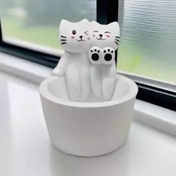 Yousheng мультфильм пара котенок подсвечник потепление лапы кошка чай ароматическая свеча подсвечник гостиная ванная комната украшение рабочего стола Рождественский подарок белый