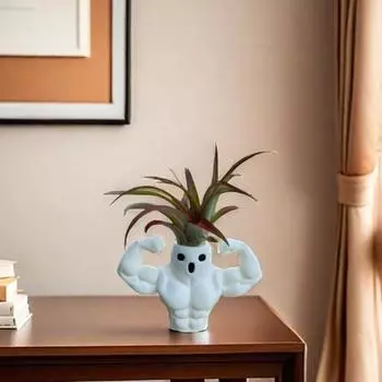 Yousheng Muscular Ghost Planter Смола Настольный декоративный цветочный горшок Ghost Succulent Planter Air Plant Holder для воздушного папоротника для улицы, дома и офиса белый