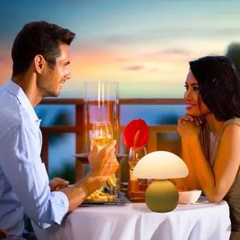 Yousheng Mushroom Настольная лампа Плавная регулировка яркости Мягкий свет без мерцания Симпатичная мини современная лампа Ночной светильник Домашний декор A розовый