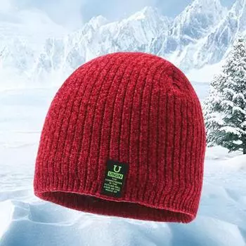 Yousheng Мужская однотонная вязаная шапка осень-зима с утолщенной флисовой подкладкой, шапка-бини, защита ушей, теплая ветрозащитная шапка кофейный