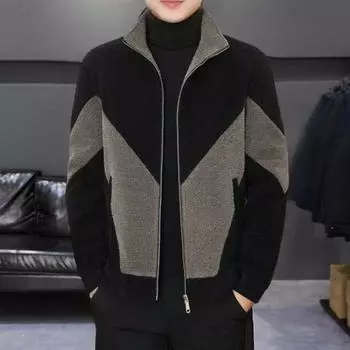 Yousheng Мужская повседневная куртка на молнии, цветное трикотажное пальто с воротником-стойкой и длинными рукавами, с карманами, осенне-зимнее ветрозащитное пальто XL